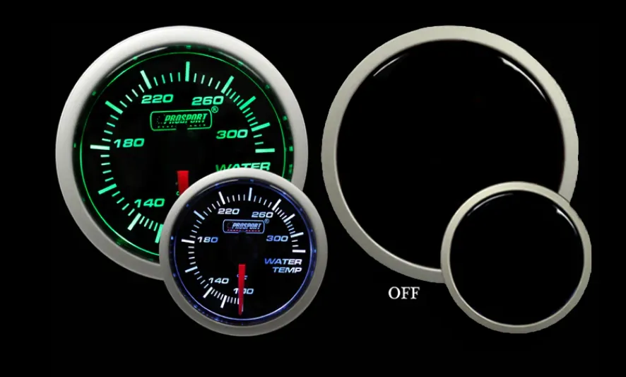 2-1/16" Green/White Water Temperature Gauge