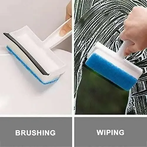2 In 1 Glass Cleaning Brush & Wiper with Extended Handle