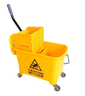 20L Yellow Deluxe Mop Wringer Bucket, Caster Wheels, Ergonomic Handle
