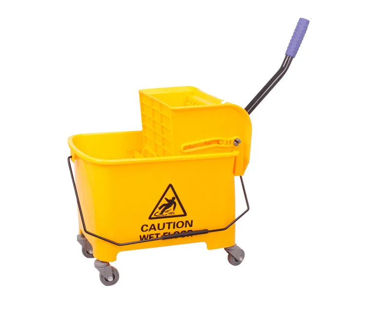 20L Yellow Deluxe Mop Wringer Bucket, Caster Wheels, Ergonomic Handle