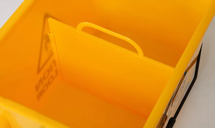 20L Yellow Deluxe Mop Wringer Bucket, Caster Wheels, Ergonomic Handle