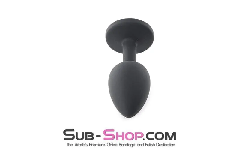 2794M      Small Black Silicone Anal Plug with Sapphire Crystal - LAST CHANCE - Final Closeout!