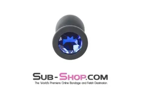 2794M      Small Black Silicone Anal Plug with Sapphire Crystal - LAST CHANCE - Final Closeout!