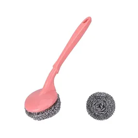 2804 Scrubber with Handle for Kitchen and Utensil Cleaning and Hard Stains,