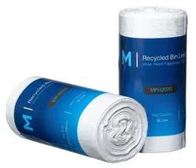 36L Waste Disposable Recycled Bin Liners, 580mm x 700mm x 15mu, Peach Scented, White x 1450 Pieces