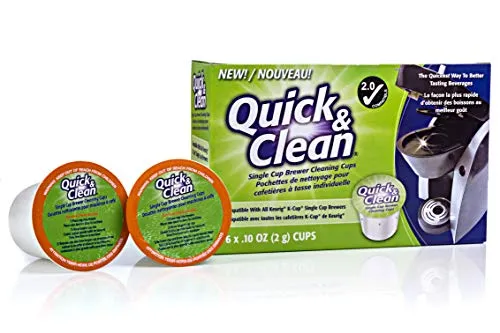 6-Pack of Cleaning Cups for Keurig K-Cup Machines - 2.0 Compatible, Stain Remover, Non-Toxic - By Quick & Clean