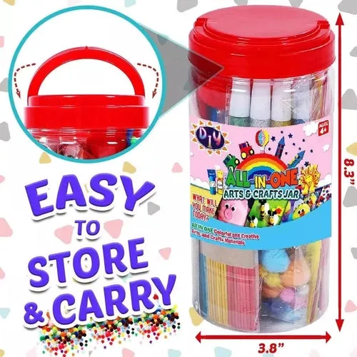 All In One Craft Supplies Jar | Assorted Craft Art Supply Kit 21x10x9.5cm | Kids Age 4 