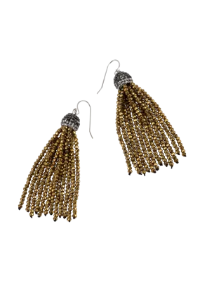 Ann Vlach Large Crystal Tassel Earrings