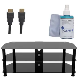 AVF Classic Corner Glass TV Stand for Up to 60" TV | 1m HDMI Cable | screen clean gel Bundle | TVSTANBUN2