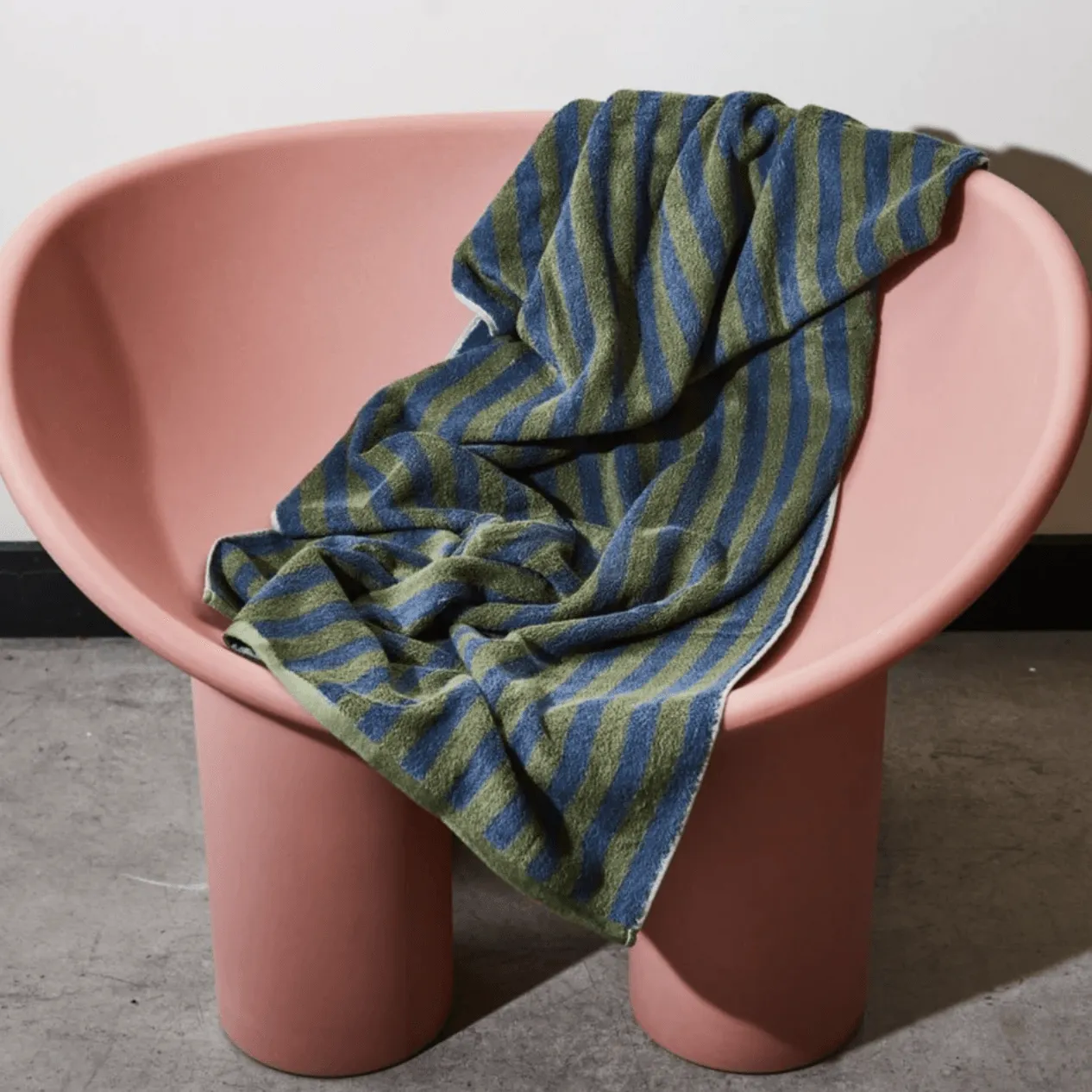 Bath Towel | Olive/Navy Stripe