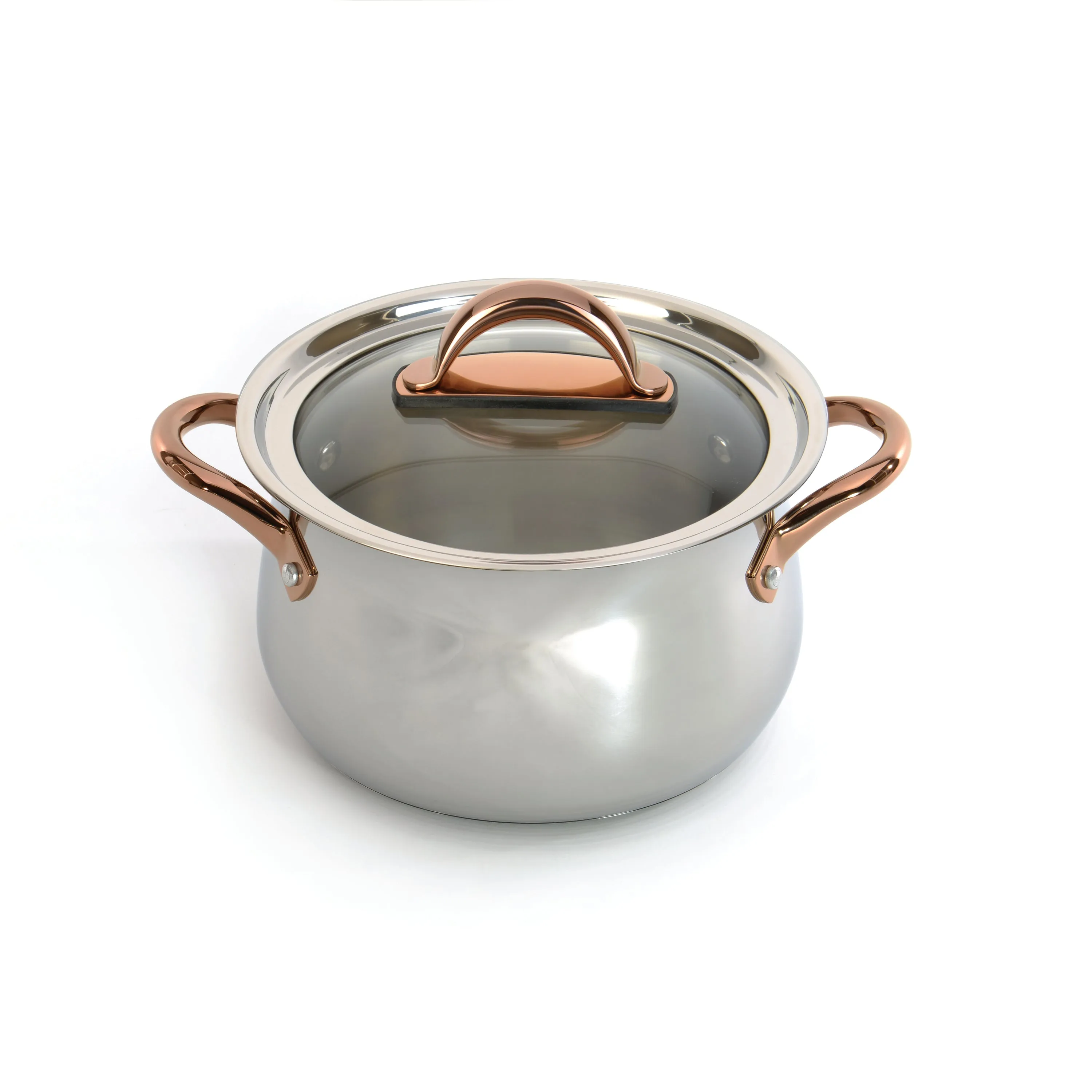 BergHOFF Ouro Gold 11Pc 18/10 Stainless Steel Cookware Set with Glass Lids