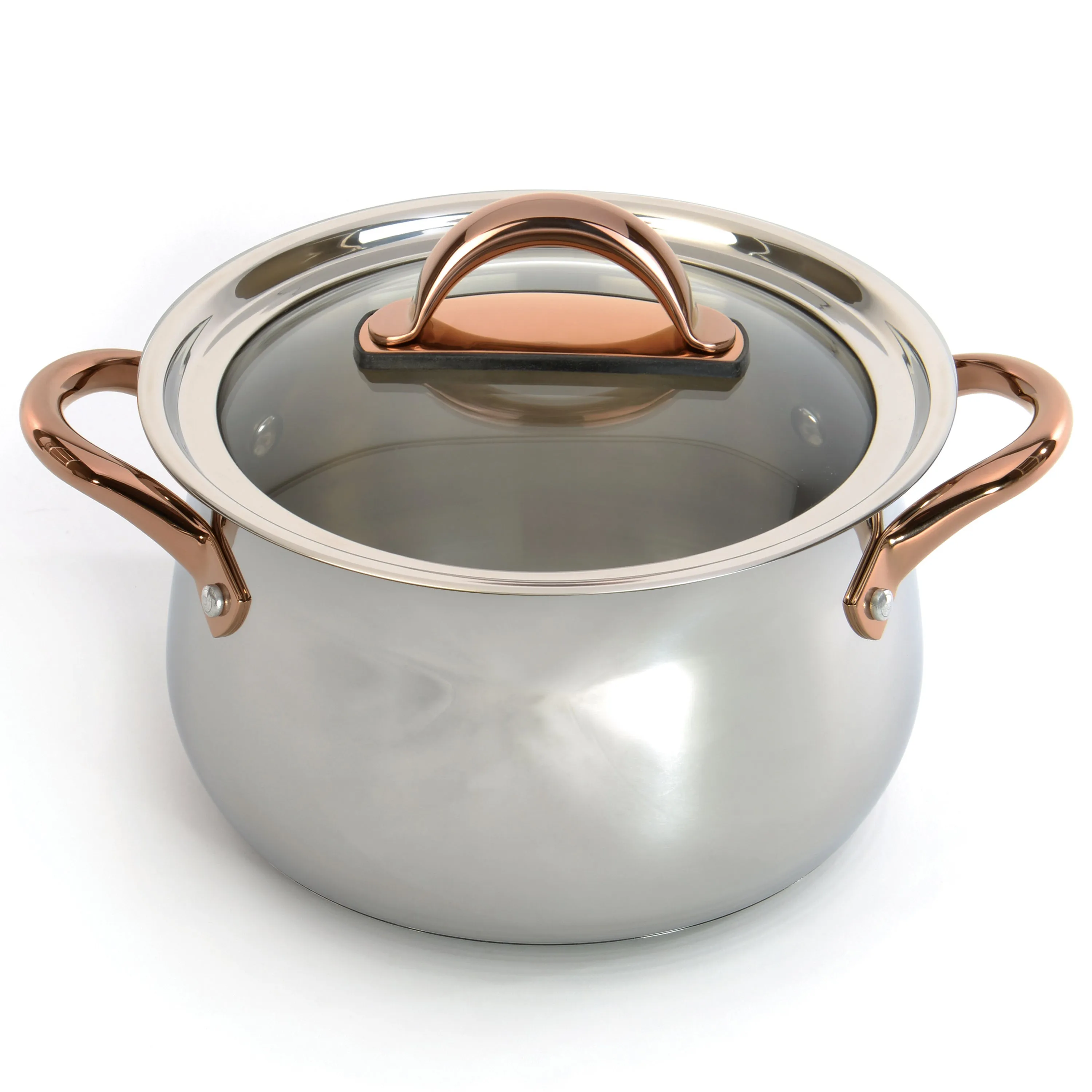 BergHOFF Ouro Gold 11Pc 18/10 Stainless Steel Cookware Set with Glass Lids