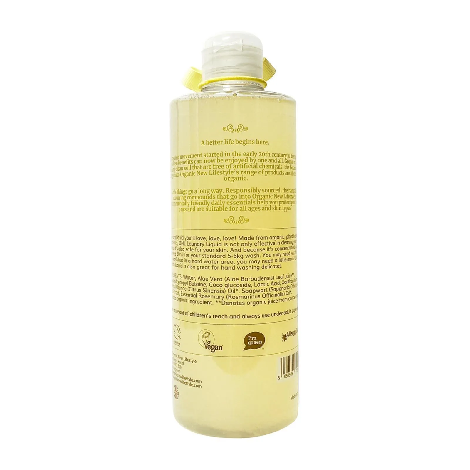[Bundle Of 2] Organic New Lifestyle Laundry Liquid Citrus 500ml - Made in UK Exp: 2026