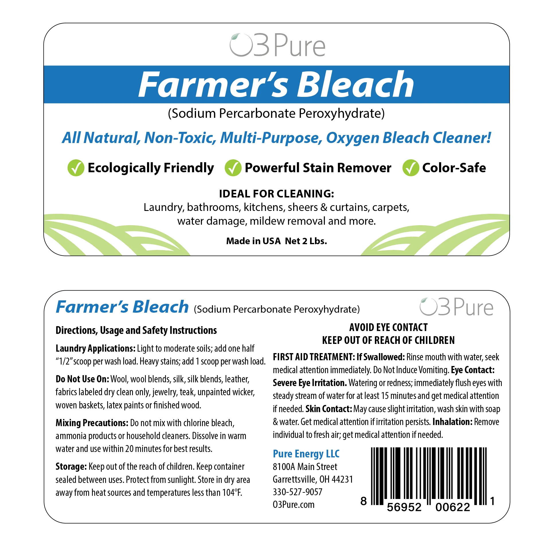 Color Safe Farmers Bleach Soap with Hydrogen Peroxide and Sodium Carbonate