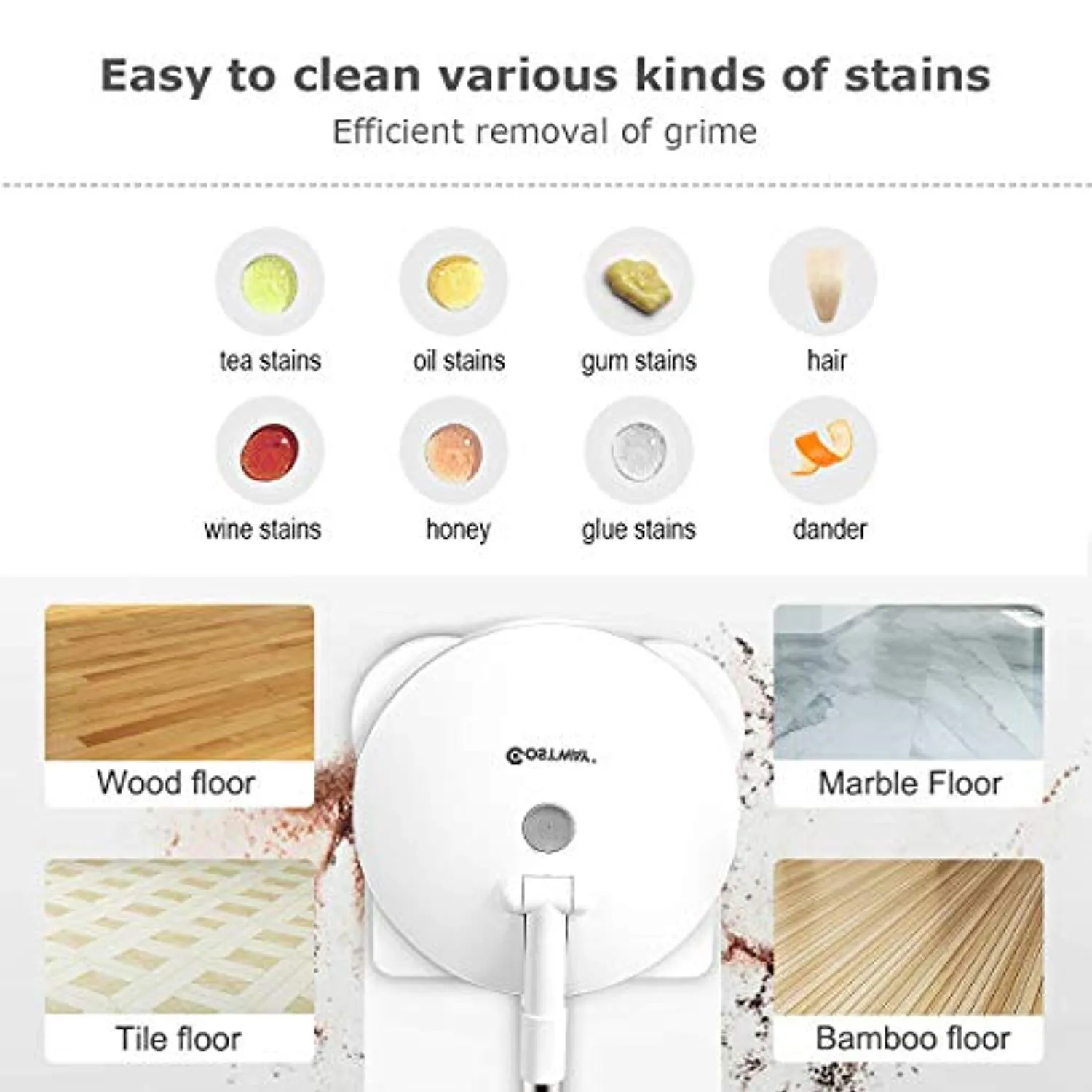 Cordless Electric Spin Mop, Spray Wireless Dual- Head Mop with LED Light