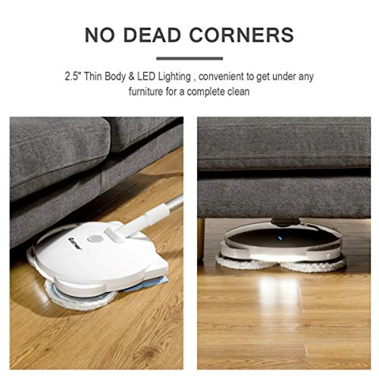 Cordless Electric Spin Mop, Spray Wireless Dual- Head Mop with LED Light