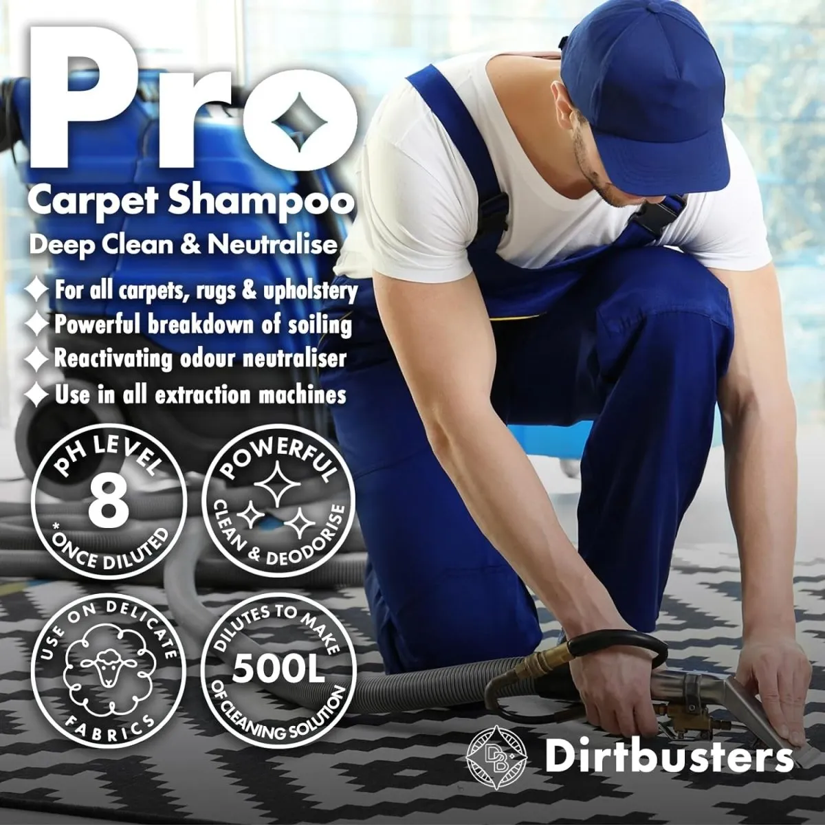 Dirtbusters Pro Carpet Cleaner Shampoo, Powerful Professional Deep Clean & Protect Cleaning Solution with Stain Protection Technology & Odour Treatment (5L)