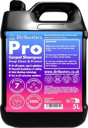 Dirtbusters Pro Carpet Cleaner Shampoo, Powerful Professional Deep Clean & Protect Cleaning Solution with Stain Protection Technology & Odour Treatment (5L)