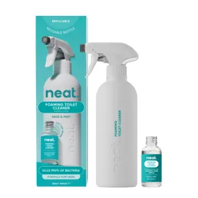 Foaming toilet cleaner starter set and refill