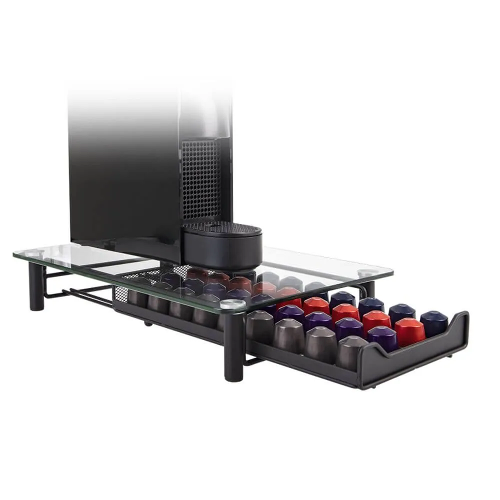Glass Coffee Pod Drawer Black