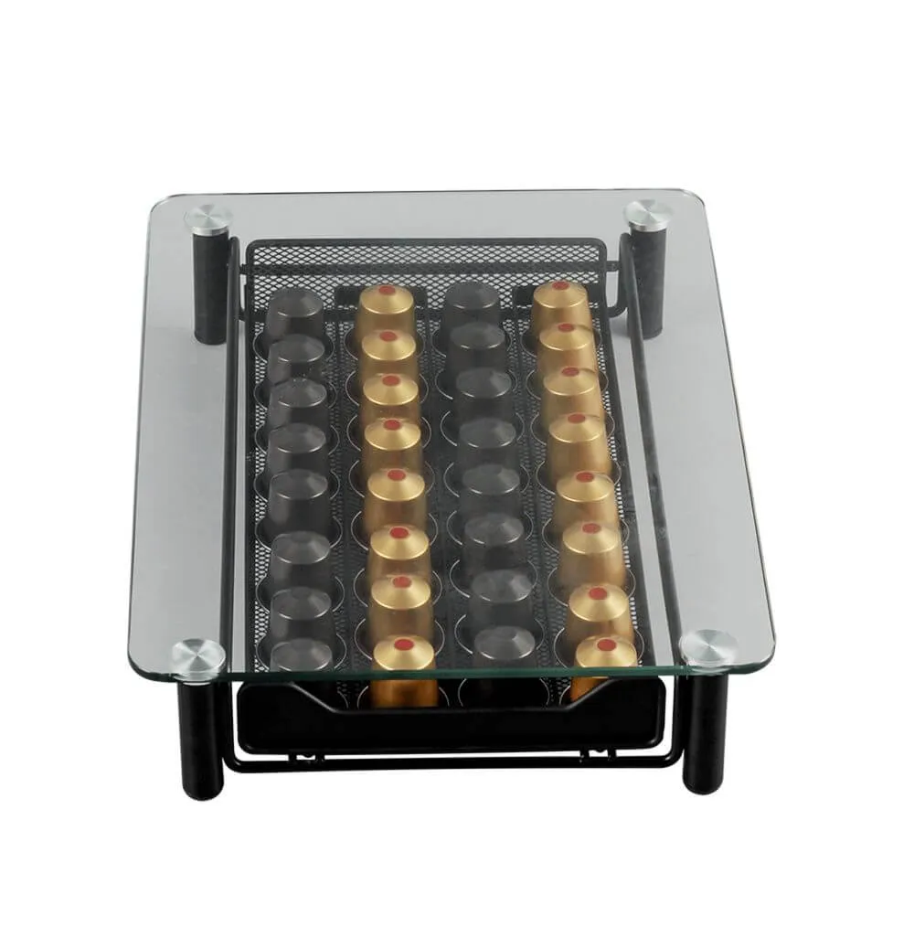 Glass Coffee Pod Drawer Black