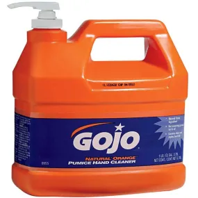 Gojo Natural Orange Pumice Hand Cleaner with Scrubbing Particles – 1 Gallon Pump Bottle | Solvent-Free, Fast-Acting for Industrial-Strength Cleaning