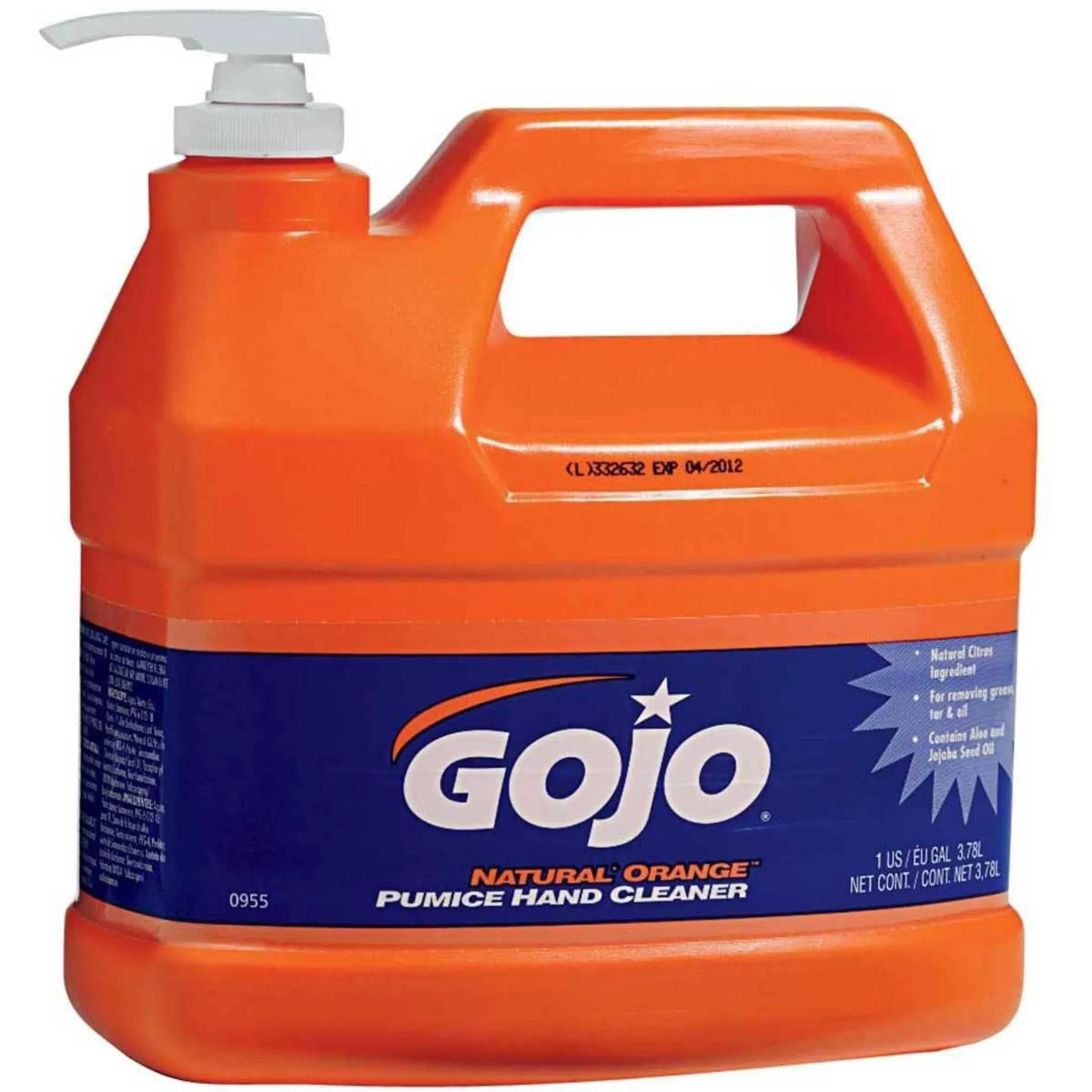 Gojo Natural Orange Pumice Hand Cleaner with Scrubbing Particles – 1 Gallon Pump Bottle | Solvent-Free, Fast-Acting for Industrial-Strength Cleaning
