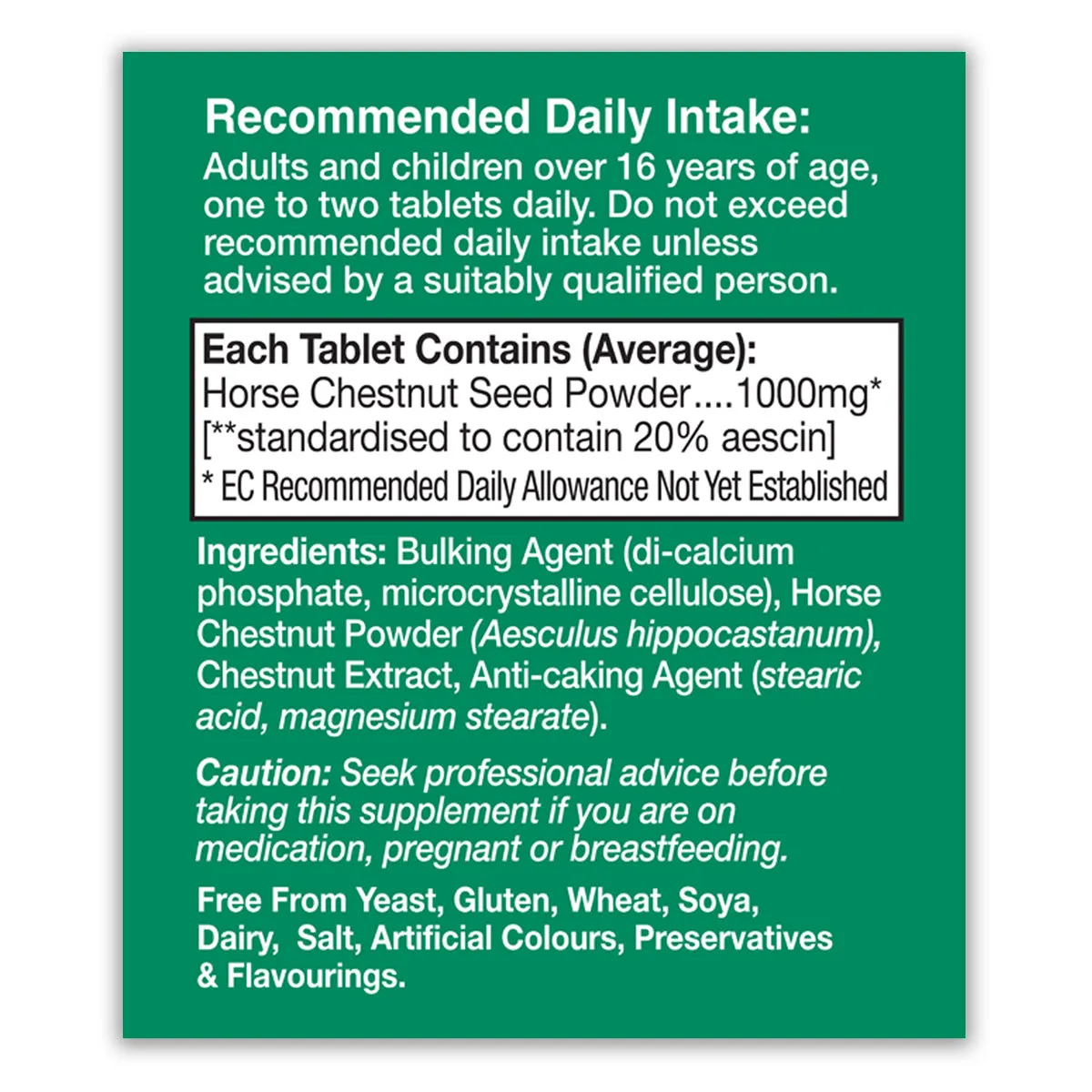 Horse Chestnut 1000mg Tablets