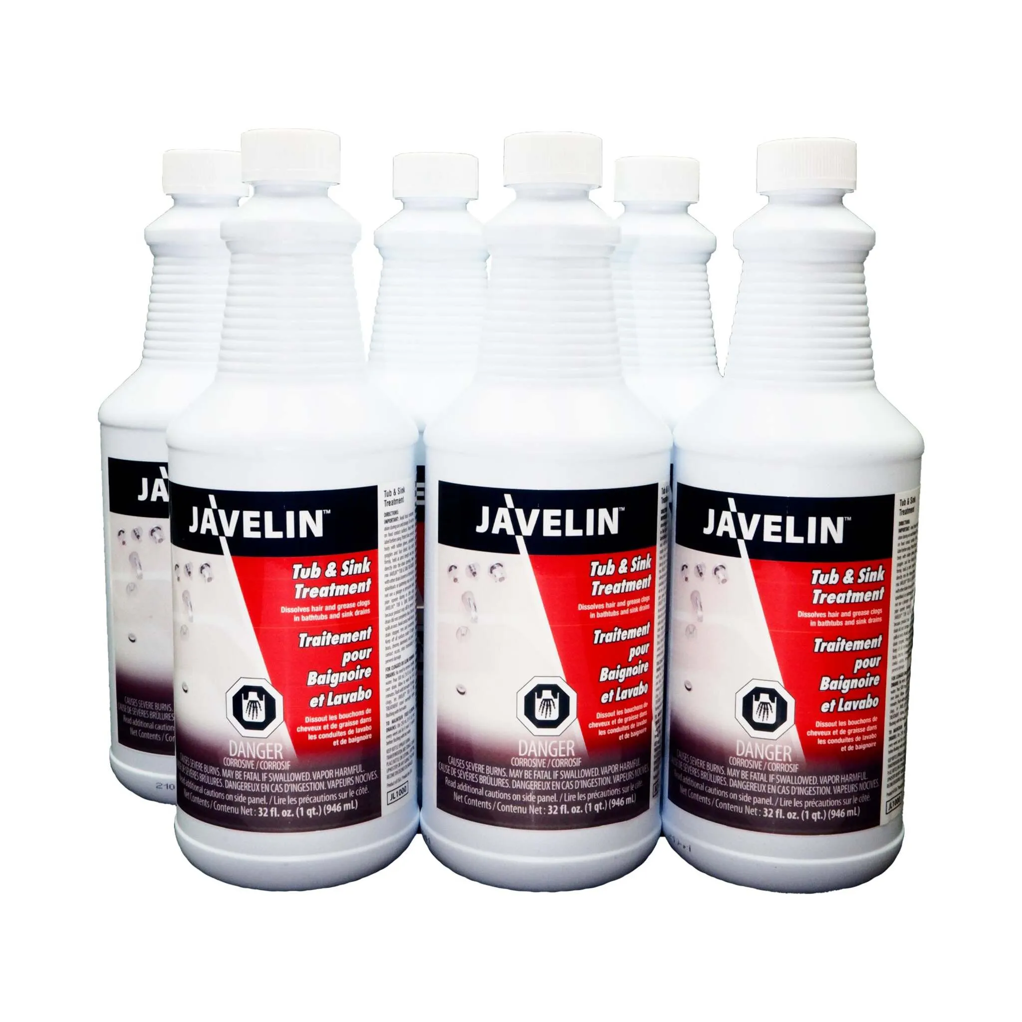 Javelin Tub and Sink Drain Treatment: Powerful Alkaline Opener, Safe on Pipes, Quick-Acting Formula, Ideal for Grease, Hair & Soap Scum
