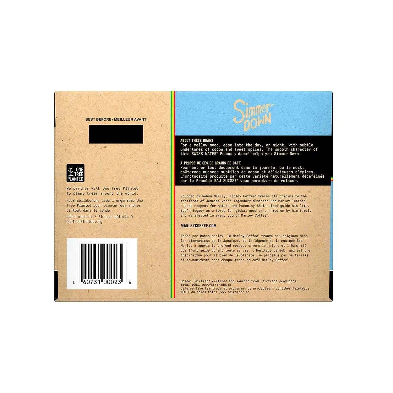Marley Coffee Simmer Down Swiss Water Decaf Single Serve Coffee Pods (Box of 24)