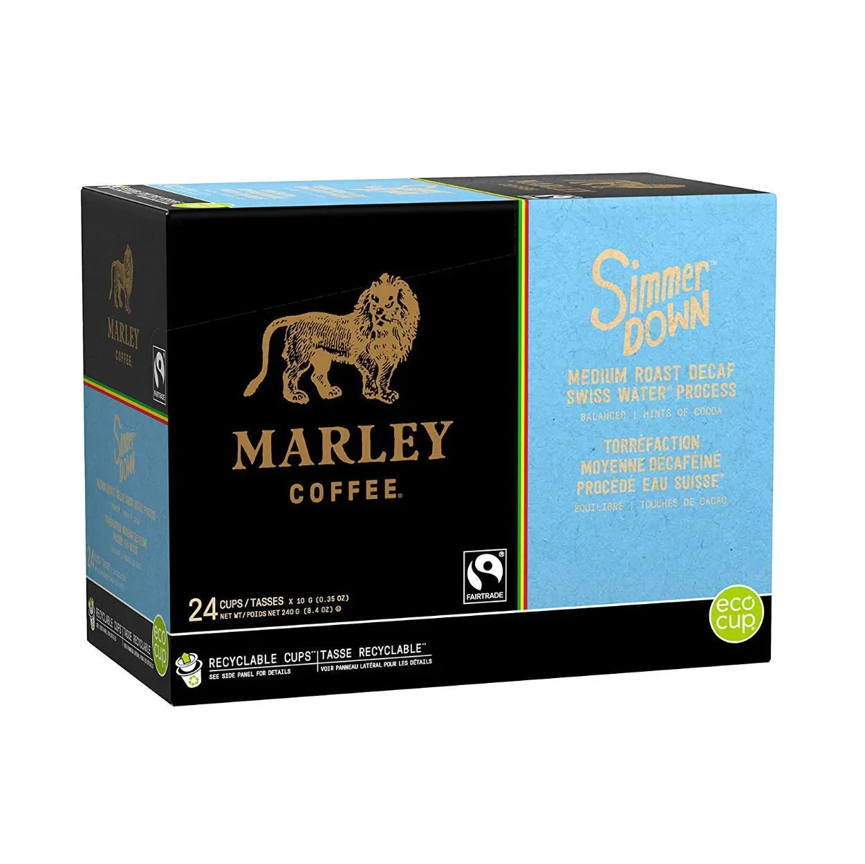 Marley Coffee Simmer Down Swiss Water Decaf Single Serve Coffee Pods (Box of 24)