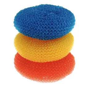 Plastic Mesh Scourer - 3 pack, each 3.75" x 1.25" - PACKED IN A NETTED BAG