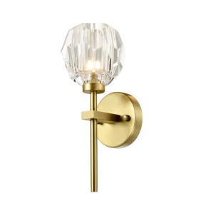 TULIM 1-Light Wall Light Short Stem Crystal Glass Shade Aged Brass G9