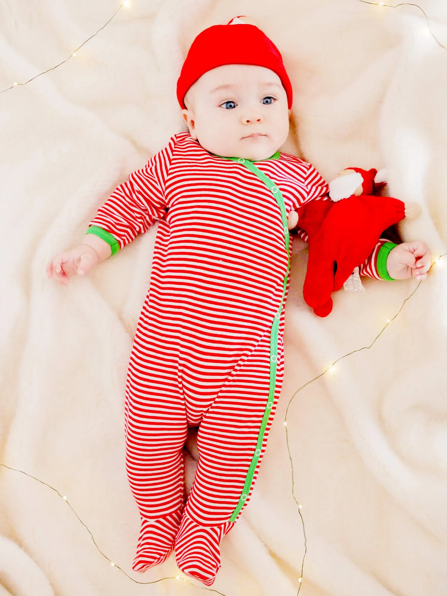 Under The Nile - Organic Cotton Candy Cane Footie