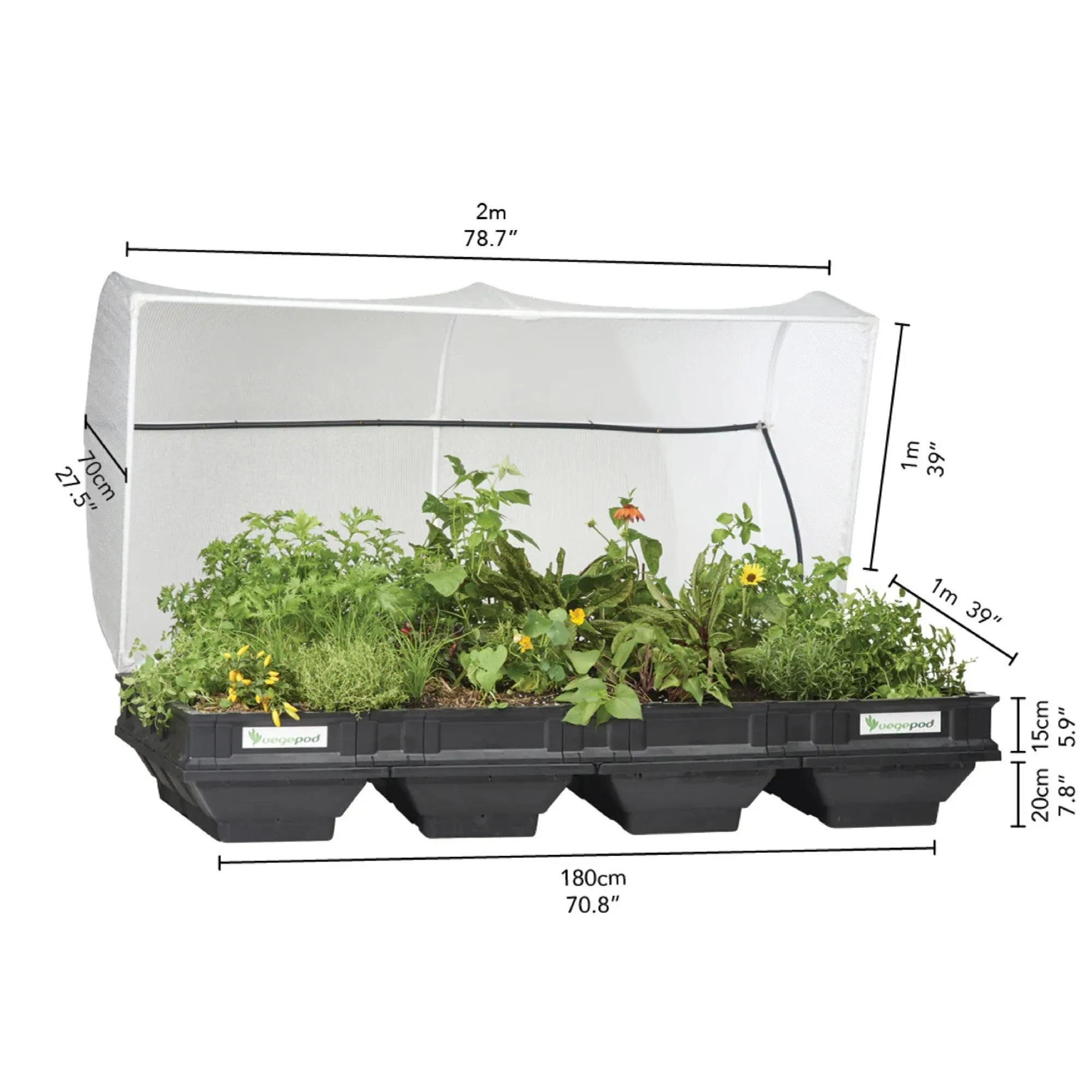 Vegepod Raised Garden Bed With Vegecover Large 2mx1m