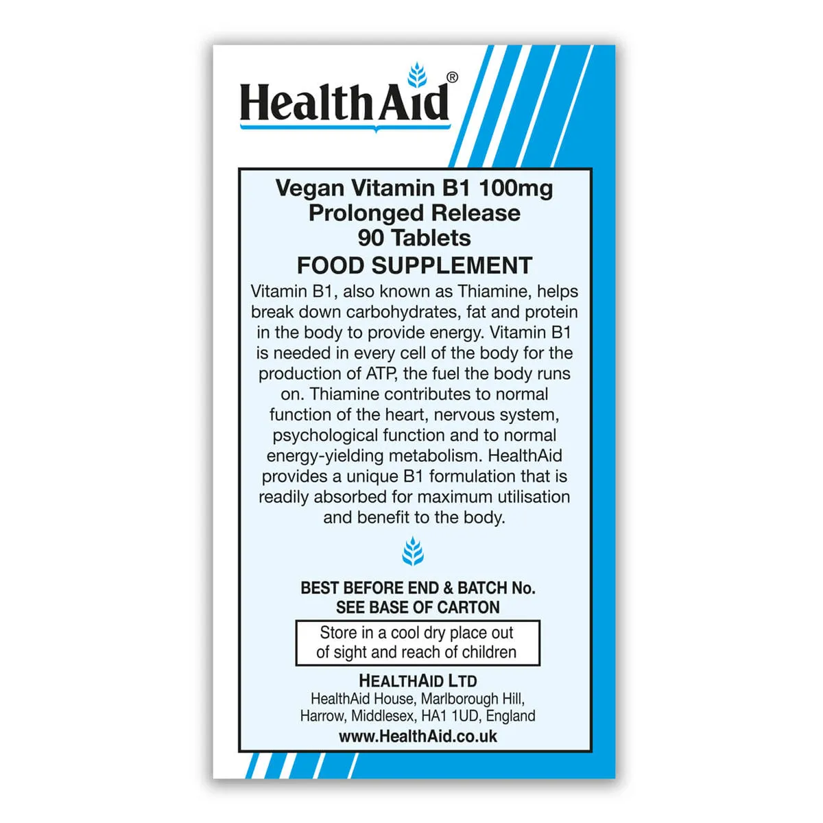 Vitamin B1 100mg (Thiamin) Tablets