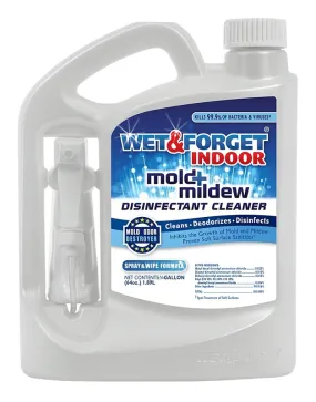 Wet & Forget 802064 Mold and Mildew Disinfectant Cleaner, 64 oz, Liquid, Bland, Clear :EA: QUANTITY: 1
