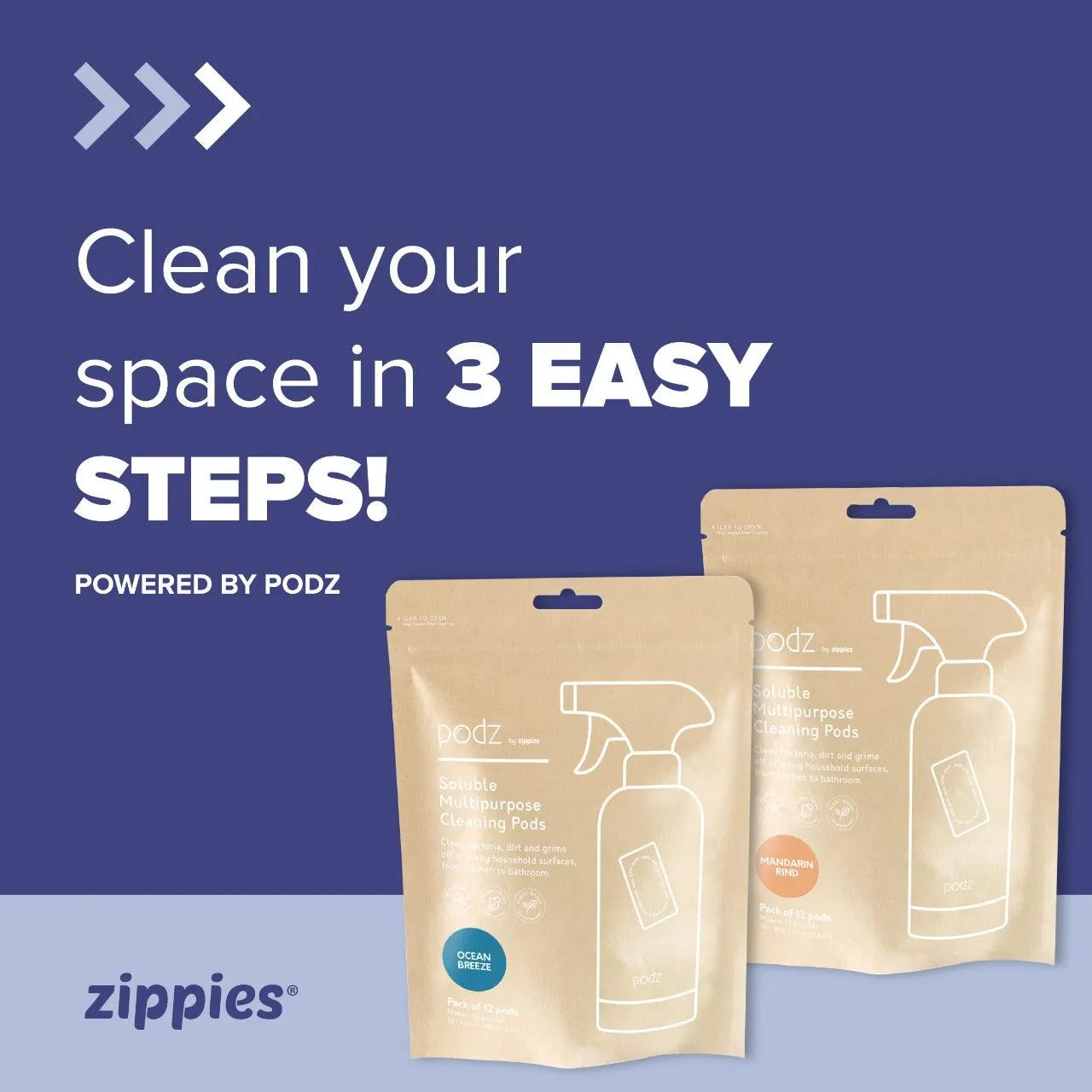 Zippies Podz Antibacterial Cleaning Pods (pack of 12)